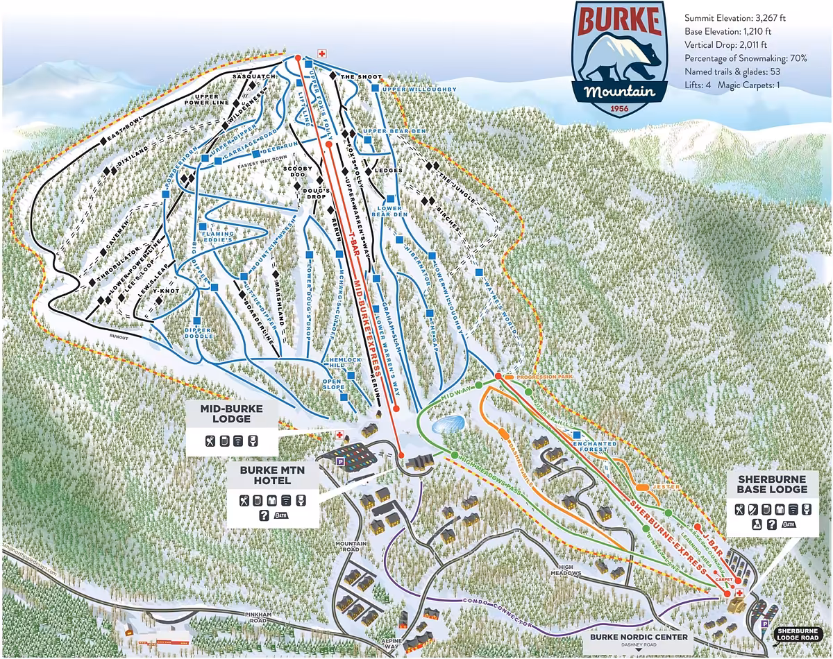 Burke Mountain trail map